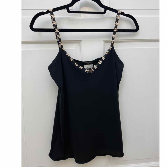SOLD CHANEL CC Black Camisole Tank Top - Picture 2 of 6